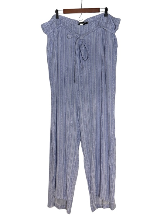 torrid Pants - Torrid Paperbag Tie Waist High Rise Wide Leg Striped Blue Pants Size 4X Casual